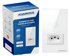 INTERRUPTOR  TOMADA INTELIGENTE COM 1 BOTÃO TOUCH  BRANCO NOVA DIGITAL