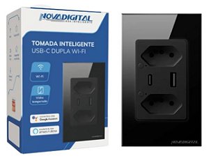 TOMADA INTELIGENTE DUPLA USB PRETA NOVA DIGITAL