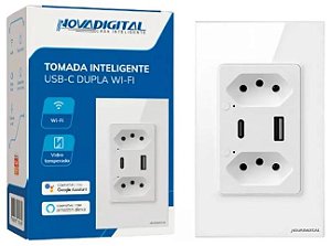 TOMADA INTELIGENTE DUPLA USB BRANCA NOVA DIGITAL