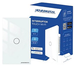 INTERRUPTOR INTELIGENTE TOUCH WI-FI SIMPLES BRANCO NOVA DIGITAL