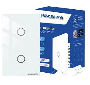 INTERRUPTOR INTELIGENTE TOUCH WI-FI DUPLO BRANCO NOVA DIGITAL