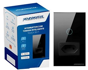 INTERRUPTOR  TOMADA INTELIGENTE COM 1 BOTÃO TOUCH  PRETO NOVA DIGITAL