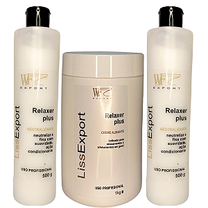 Kit Creme Alisante e 2 Neutralizantes para alisamento capilar, cabelo liso perfeito Kit Liss Export