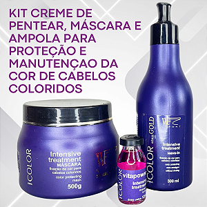 Kit Máscara, Creme de Pentear e Ampola para Cabelos Coloridos com Proteção Prolongada da Cor 812ml