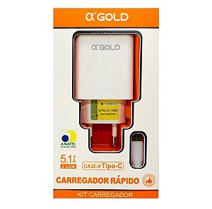 CARREGADOR A'gold 2 Usb 5.1A TIPO-C
