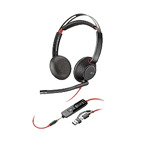 Headset HP Poly Blackwire 5220 Stereo USB-A/C Preto 8X231AA