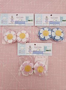 RECORTES DE FELTRO FLOR CEREJEIRA DUPLA 10 PARES 4CM