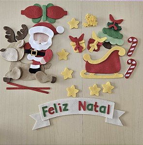 RECORTES GUIRLANDA DE NATAL PAPAI NOEL MONTADO NA RENA