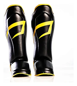 Caneleira Muay Thai Kickboxing MMA Protetor Canela Pretorian Cor Preto/amarelo