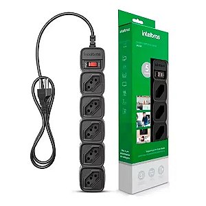 Filtro de Linha Protetor Eletrônico Intelbras EPE 205 PT com 5 Tomadas