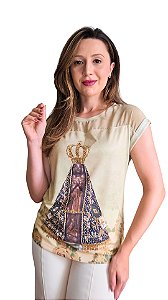 Nossa Senhora Aparecida Rosas - Modelagem Tshirt com Pala