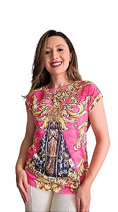 Nossa Senhora Aparecida Pink - Modelagem Tshirt com Pala