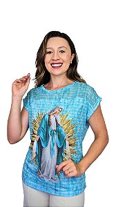 Nossa Senhora das Graças Blue - Modelagem Tshirt com Pala