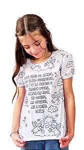 Camiseta Frufru Infantil Colorir Anjo da Guarda