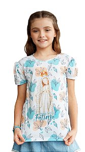 Camiseta Frufru Infantil Fátima Folhagens