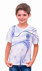 Camiseta Infantil Dry Brasil Branco e Azul