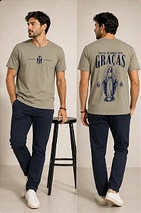 Camiseta Algodão Nossa Senhora das Graças Bege