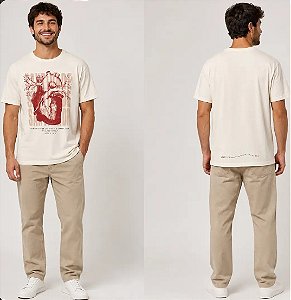 Camiseta algodão Sagrado Coração de Jesus Off White