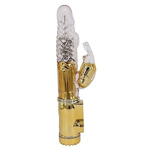Vibrador Rotativo RECARREGÁVEL com 8 Níveis de Rotação e 36 Vibrações DOURADO 5278 / RT002R