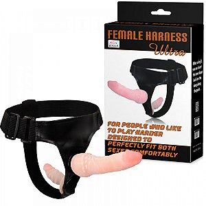 Pênis em Cyberskin Com Cinta Para Dupla Penetração FEMALE HARNESS - CT008 - BW-022020