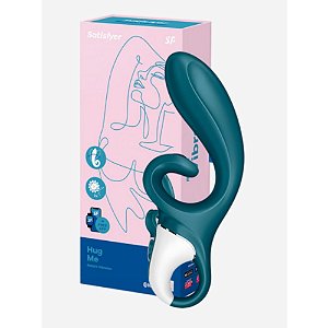 Vibrador Ponto G com Estimulador de Clitóris em Silicone Hug Me CINZA/AZUL - Satisfyer SF2170