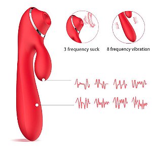 Vibrador Euphoria com Estimulador de Clitóris Pulsação e Sucção Recarregável 2021RED - 2798 - M-ZX-2021