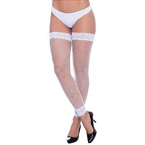 Meia Fina 7/8 Legging Arrastão Com Renda - Perrutextil - BRANCA