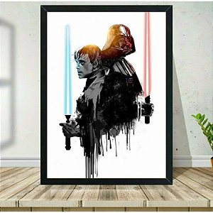 Quadro Star Wars Luke e Vader em Madeira