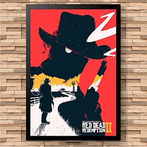 Quadro Atirador Silhueta Red Dead Redemption 2 em Madeira