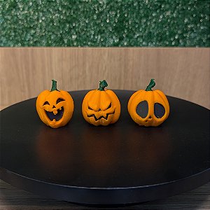 Kit 3 Abóboras Decorativas de Halloween
