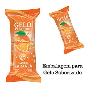 01 PACOTE (175 Unid.) 9x21 Embalagem Higienica P/ Gelo Saborizado Perolado - Laranja