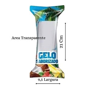 1 Pct (175 Embalagens) Bopp p/ Gelo Saborizado 9x21 Saco Higienico Externo. Modelo Sem Sabor