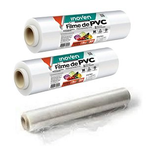 Filme PVC 28x300 Alimentos Rolo Bobina Plástico Esticavel Resistente Transparente
