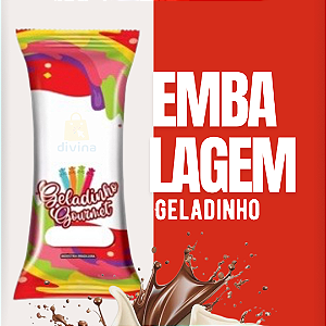 Embalagem  Higiencia Geladinho 7x19cm  Sacolé Juju Dindin Chup-Chup Vermelho Escolha a Qtde