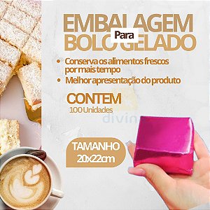 Embalagem Bolo Gelado Laminado 20x22cm  - Bolo Gelado Trufa Pão de Mel Cone Trufado