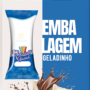 Embalagem Higiencia Geladinho 7x19cm  Sacolé Juju Dindin Chup-Chup Azul Escolha a Qtde