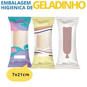 Embalagem Higiênica Geladinho 7x21cm Sacolé Dindin Chup-chup Escolha o Modelo e Qtde
