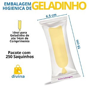 Embalagem Higiênica Geladinho 6,5x19cm Sacolé Dindin Chup-Chup Transparente Escolha a Qtde