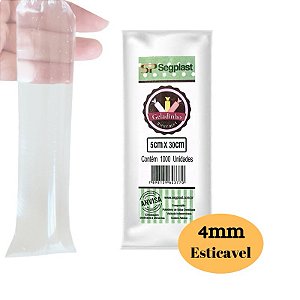 Saco Sacole Geladinho Gourmet 4mm 5x30 Unid Esticavel Escolha a Quantidade