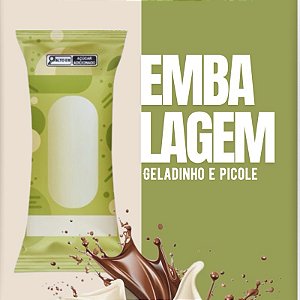Embalagem Higiênica Geladinho 7x19cm Sacolé Dindin Chup-chup Verde Pistache