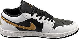 Air Jordan 1 Low Men's Shoes (553558-172,White/Metallic Gold-Black)