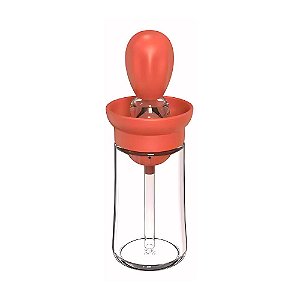 Dispenser de Óleo e Azeite com Escova de Silicone 180ml em Vidro – Cor Salmão | Praticidade e Economia na Sua Cozinha