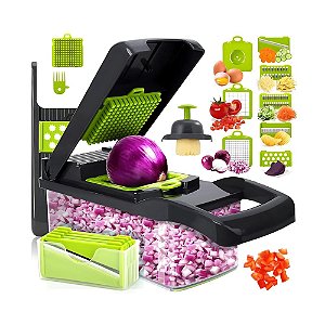 Cortador de Vegetais Multifuncional 12/22 em 1 com Lâminas Inoxidáveis
