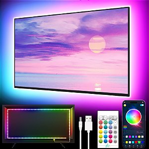 Fita LED Bluetooth para TV com Controle por App, 16 Cores e Sincronização Musical - Instalação Rápida
