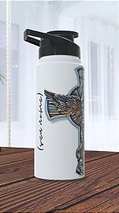 Garrafa Personalizada Arte Católica São Miguel Arcanjo Com medalha Cruz