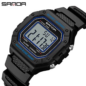 Relógio Sanda 2156 Moda Masculina Militar Resistente à Água Esporte Led Digital