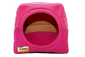 Cama Iglu e Toca Para Cachorro Luppet Rosa Poa