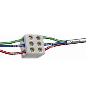 Conector Chuveiro Tripolar 10mm Porcelana Emenda 25a 250v Eletrico Adaptador Fi