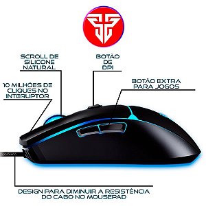 Mouse Gamer Jogo Macro Crypto VX7 Fantech 8000DPI 6 Botões