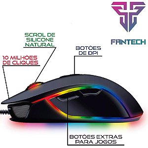 Mouse Gamer Jogo Macro RGB Fantech Thor X9 7 Botões 4800DPI